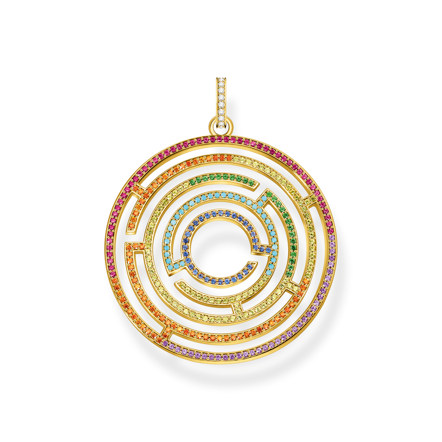 pendant925 Sterling silver, gold plated yellow gold/ glass-ceramic stone/ synthetic corundum/ zirconiamulticoloured