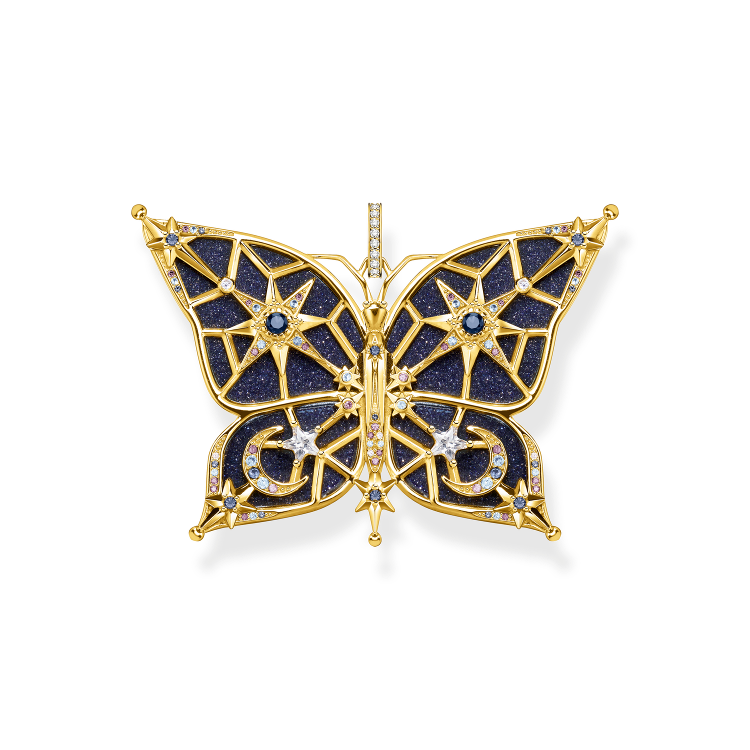 pendant925 Sterling silver, gold plated yellow gold/ glass-ceramic stone/ imitated sandstone/ synthetic spinel/ zirconiamulticoloured