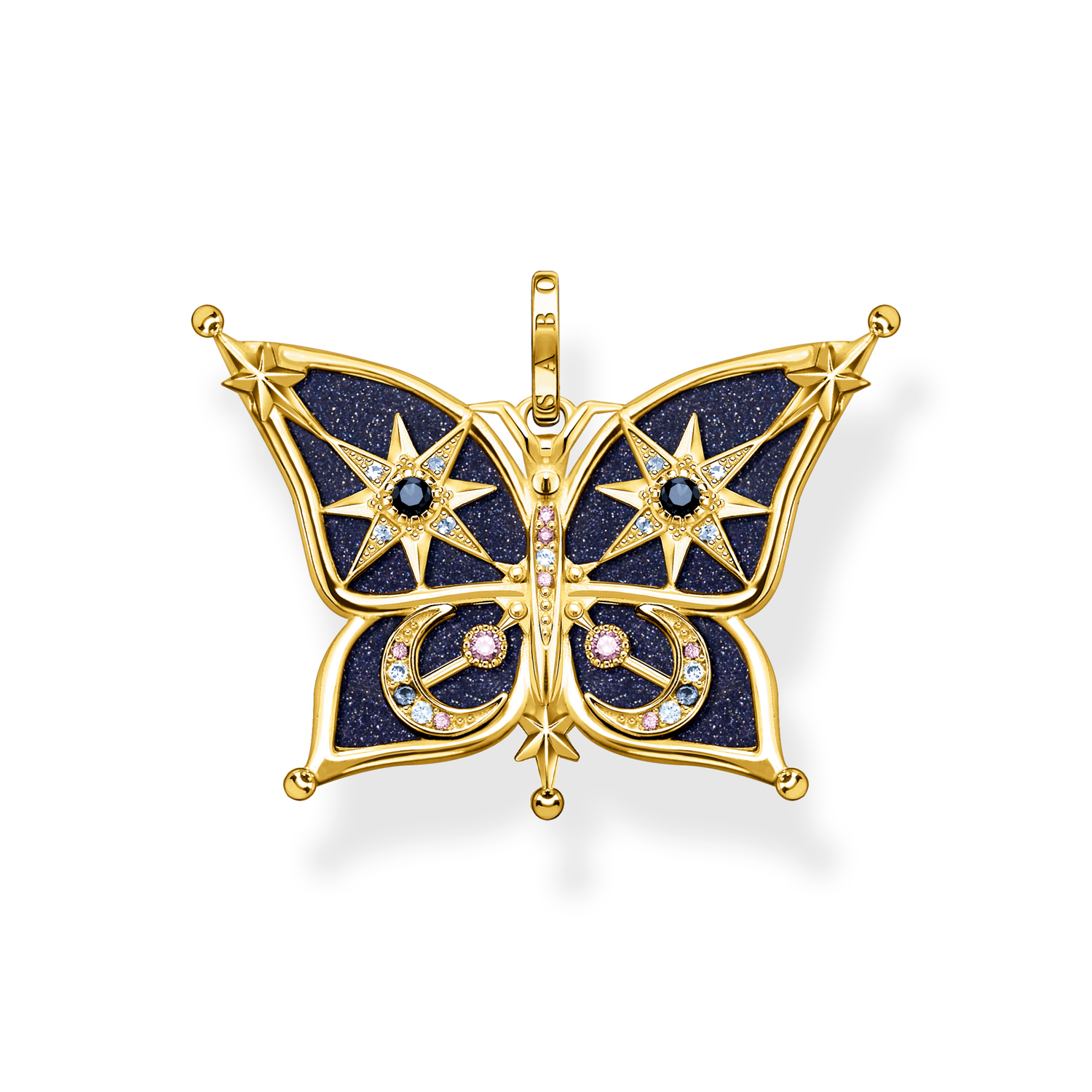 pendant925 Sterling silver, gold plated yellow gold/ glass-ceramic stone/ imitated sandstone/ synthetic spinelmulticoloured