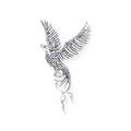 Colgante fénix con piedras azules plata