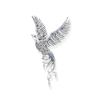 Colgante fénix con piedras azules plata
