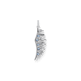 Colgante alas de fénix con piedras azules plata