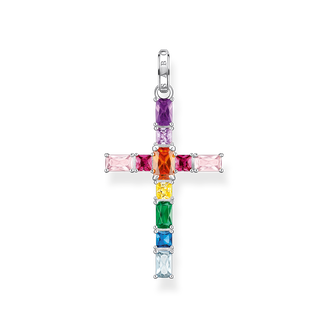 Colgante cruz piedras de color925 Sterling silver/ synthetic corundum/ synthetic spinel/ zirconiamulticoloured