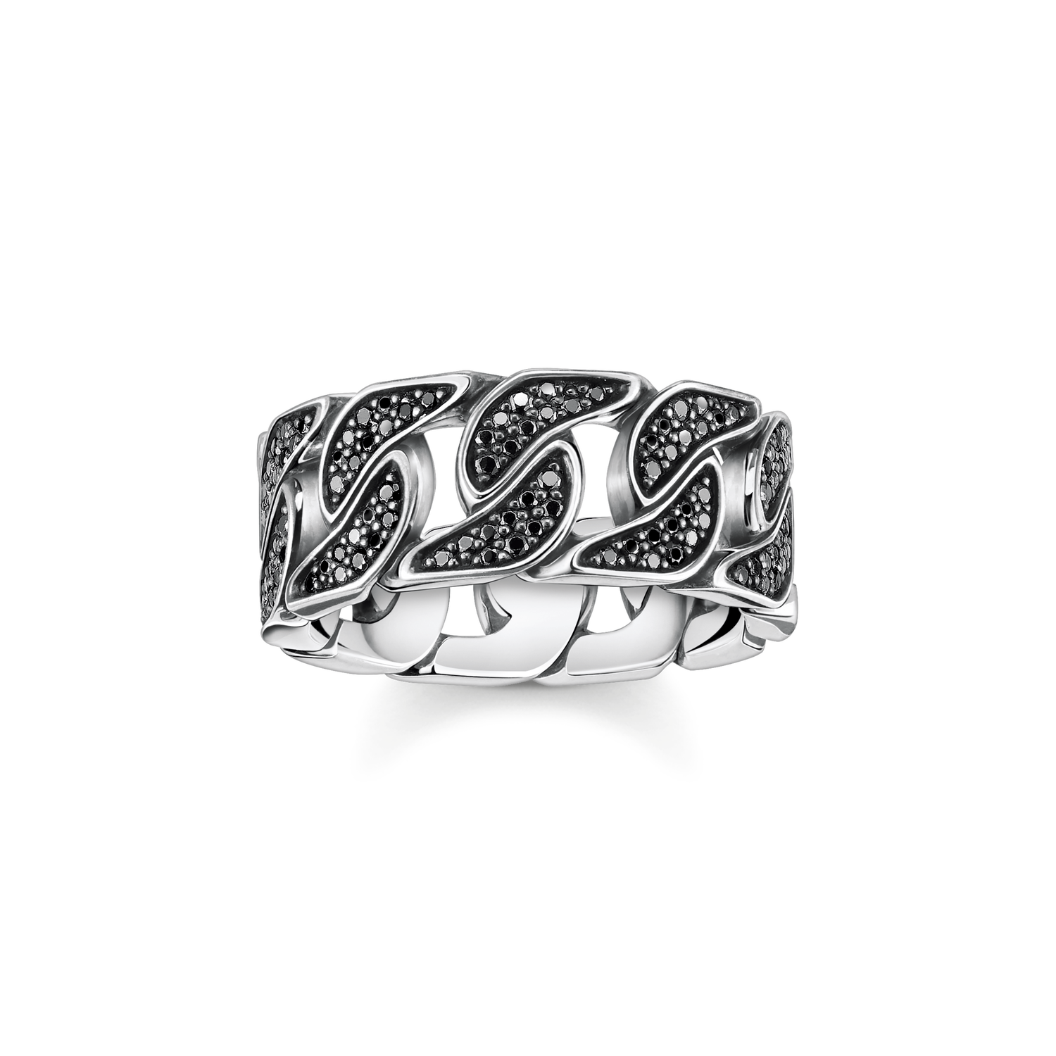 Anillo enlaces con piedras negras