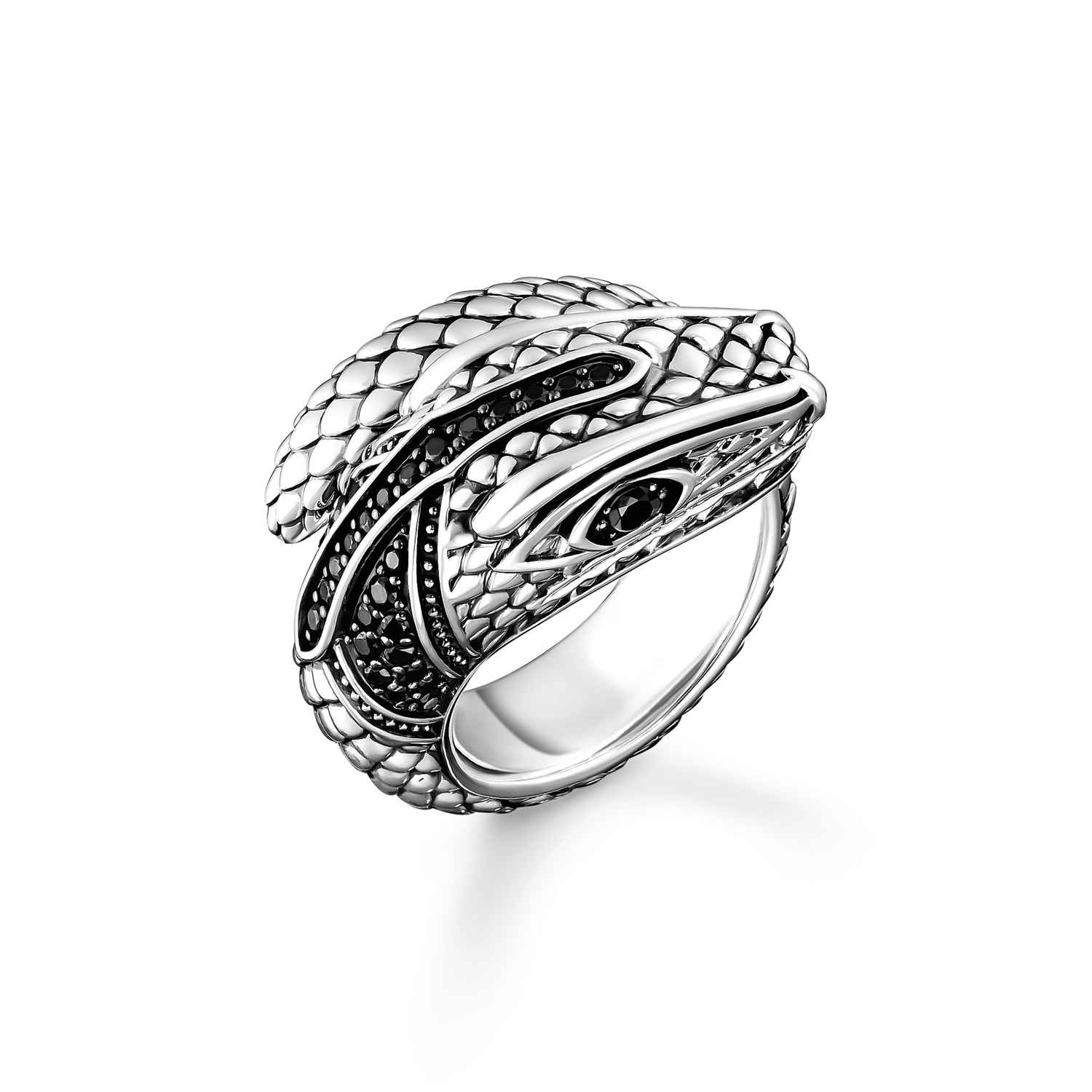 Anillo serpiente con piedras negras