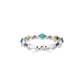 ANILLO PLATA DE LEY 925, GEMA VITROCERAMICA,TURQUESA IMITACION CORINDON SINTETICO CIRCONITA,MULTICOLOR 54