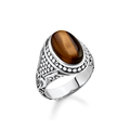 ANILLO PLATA DE LEY 925,ENNEGRECIDA OJO DE TIGRE MARRON 60