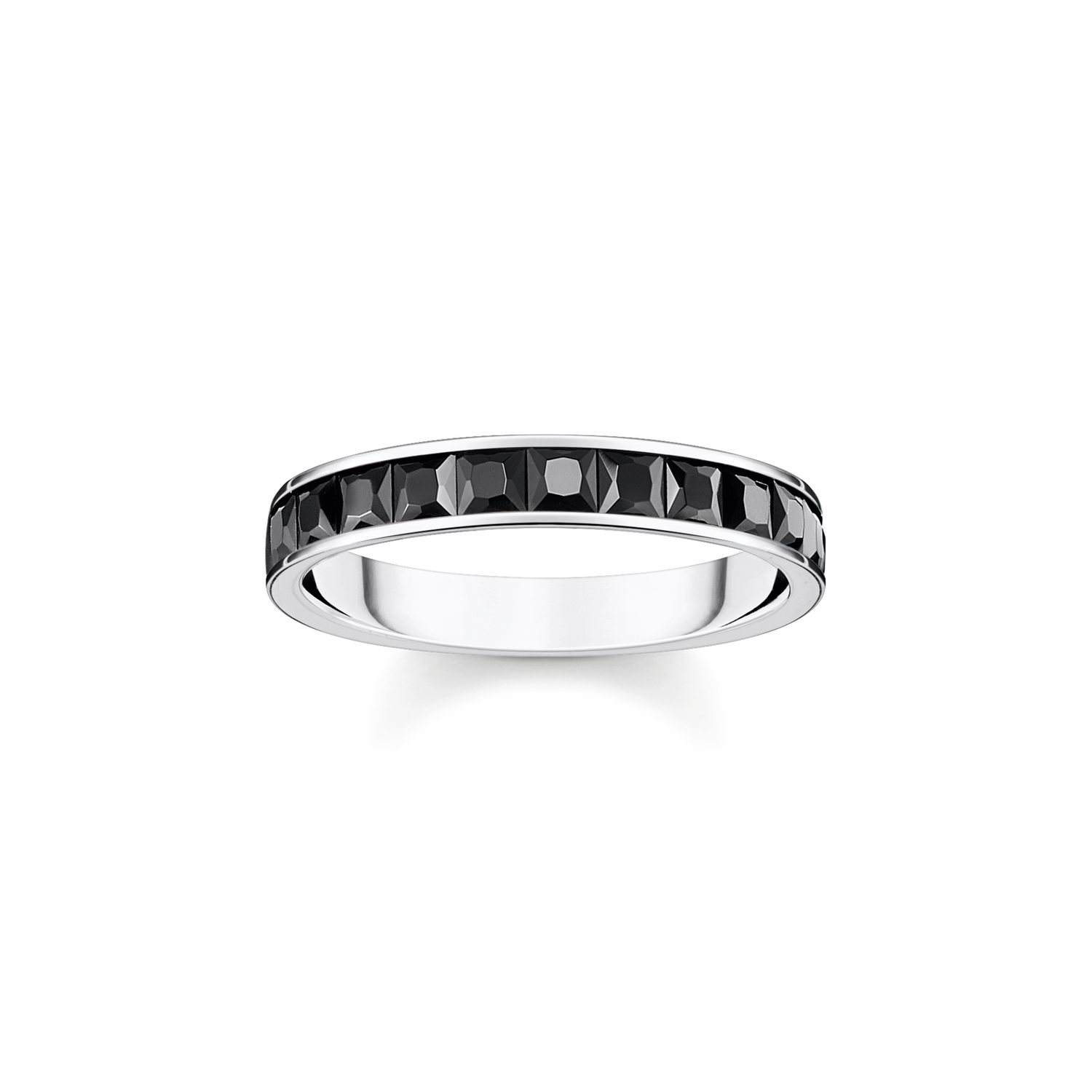Anillo piedras negras pav�925 Sterling silver, blackened/ zirconiablack