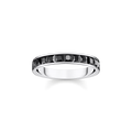 Anillo piedras negras pav�925 Sterling silver, blackened/ zirconiablack