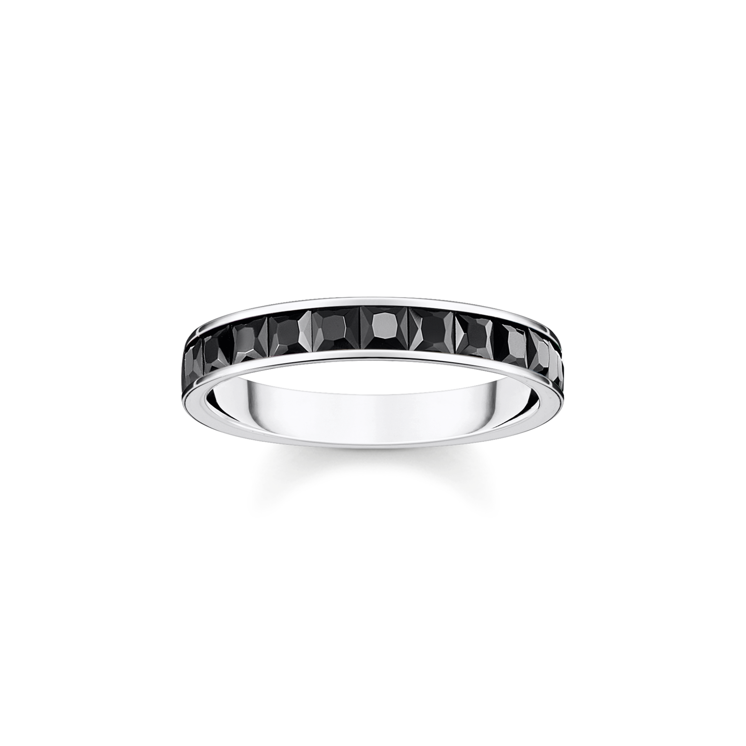 Anillo piedras negras pav�925 Sterling silver, blackened/ zirconiablack