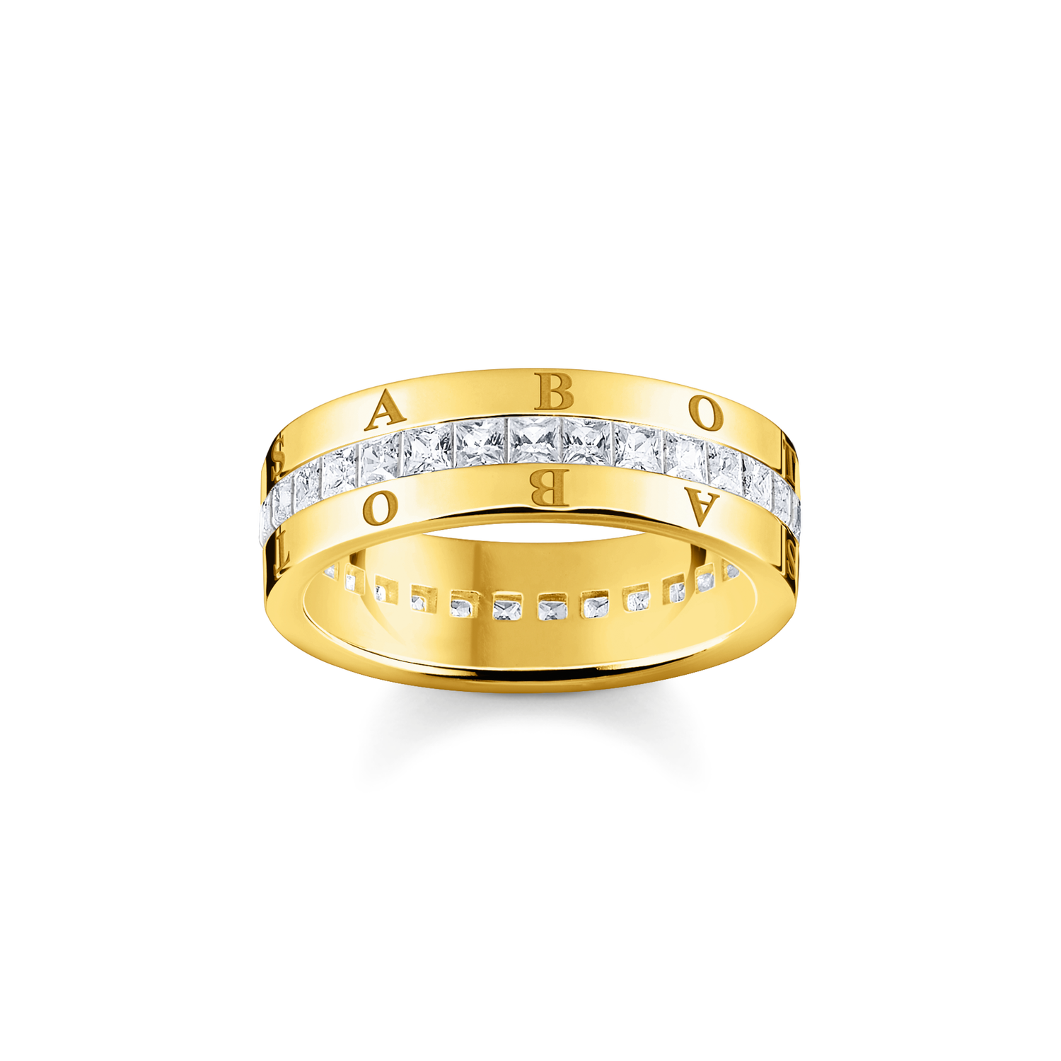 ring925 Sterling silver, gold plated yellow gold/ zirconiawhite