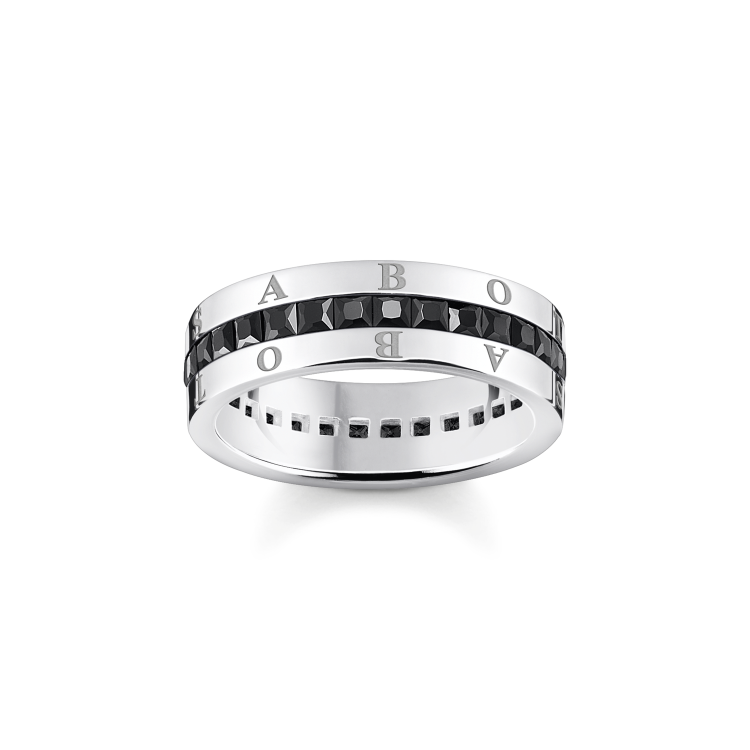 Anillo alianza piedras negras pav�925 Sterling silver, blackened/ zirconiablack
