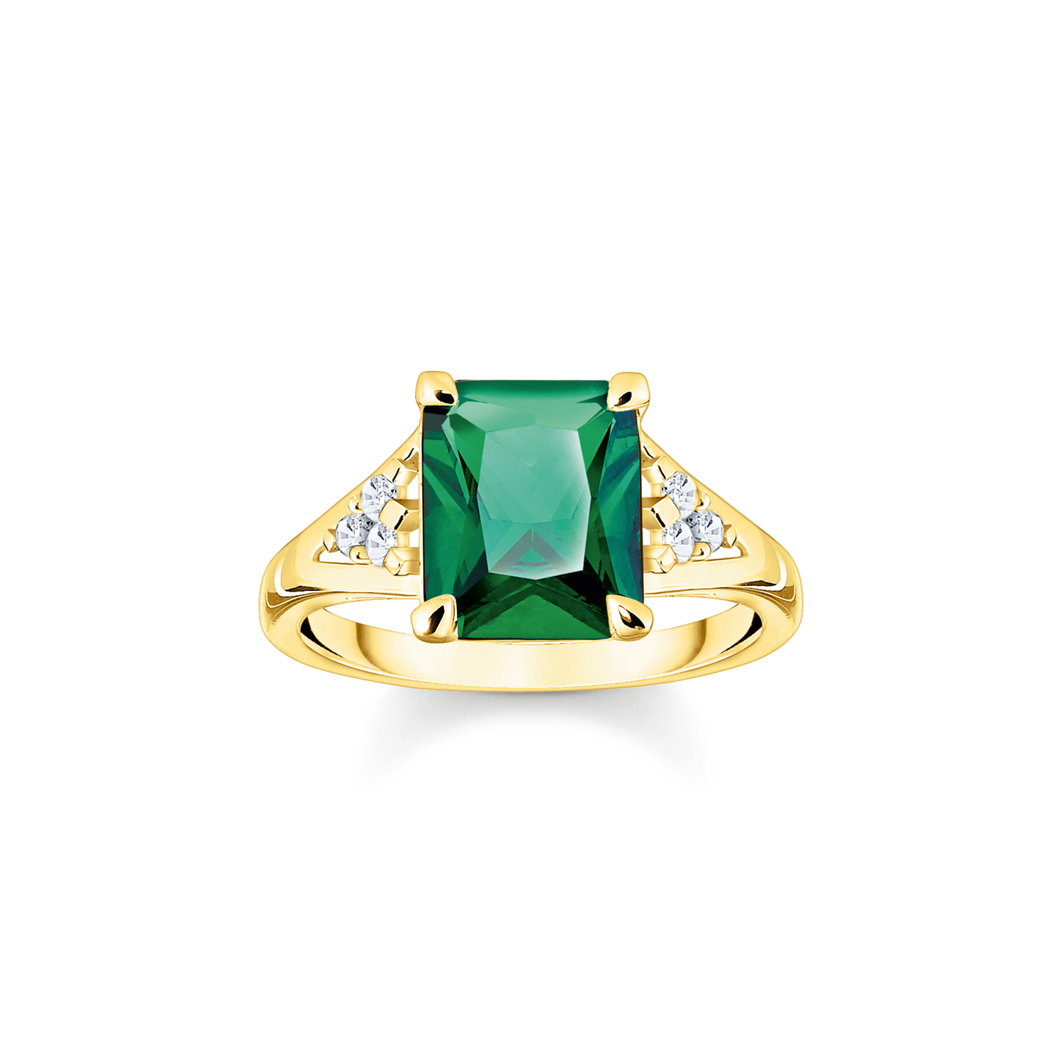 Anillo piedra verde925 Sterling silver, gold plated yellow gold/ glass-ceramic stone/ zirconiagreen