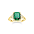Anillo piedra verde925 Sterling silver, gold plated yellow gold/ glass-ceramic stone/ zirconiagreen