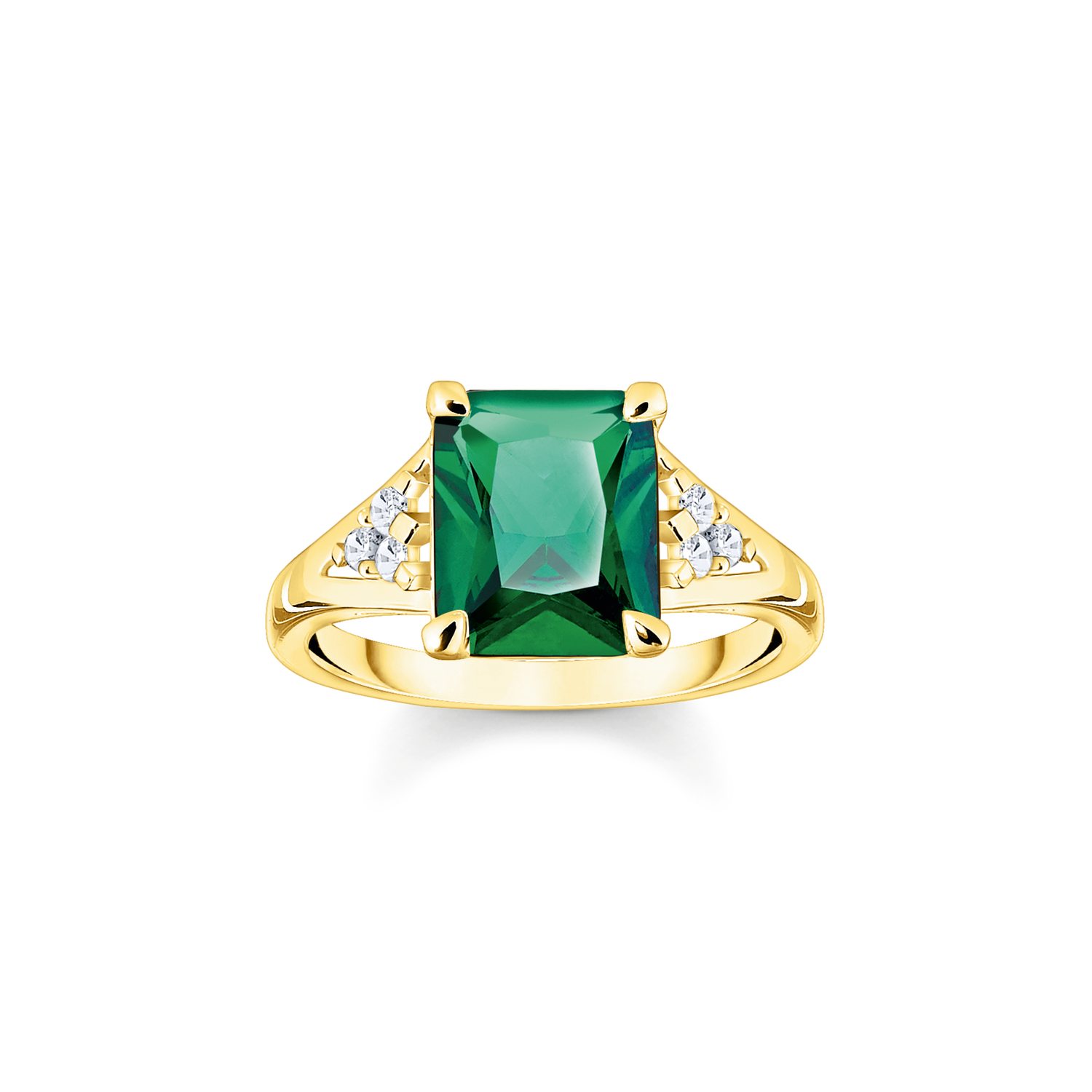 Anillo piedra verde925 Sterling silver, gold plated yellow gold/ glass-ceramic stone/ zirconiagreen