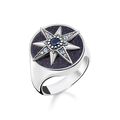 ring925 Sterling silver, blackened/ glass-ceramic stone/ imitated sandstone/ synthetic spinel/ zirconiamulticoloured