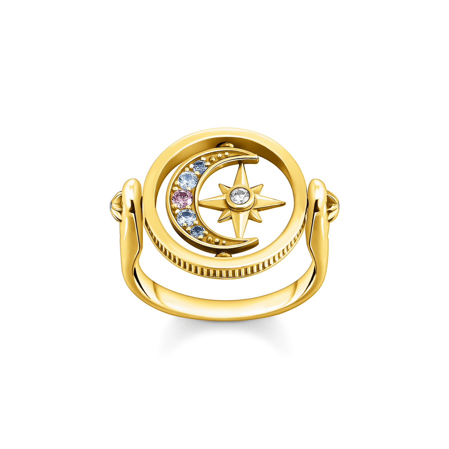 ring925 Sterling silver, gold plated yellow gold/ glass-ceramic stone/ synthetic spinel/ zirconiamulticoloured