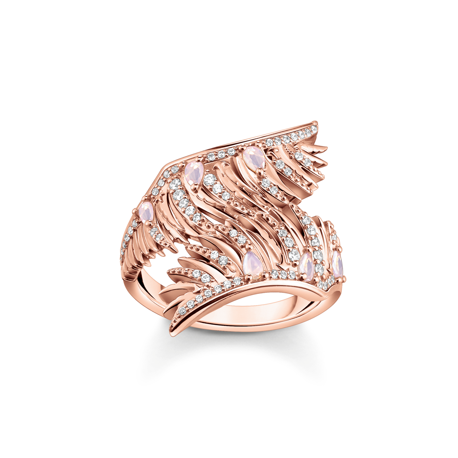 Anillo alas de fénix con piedras rosao rosado
