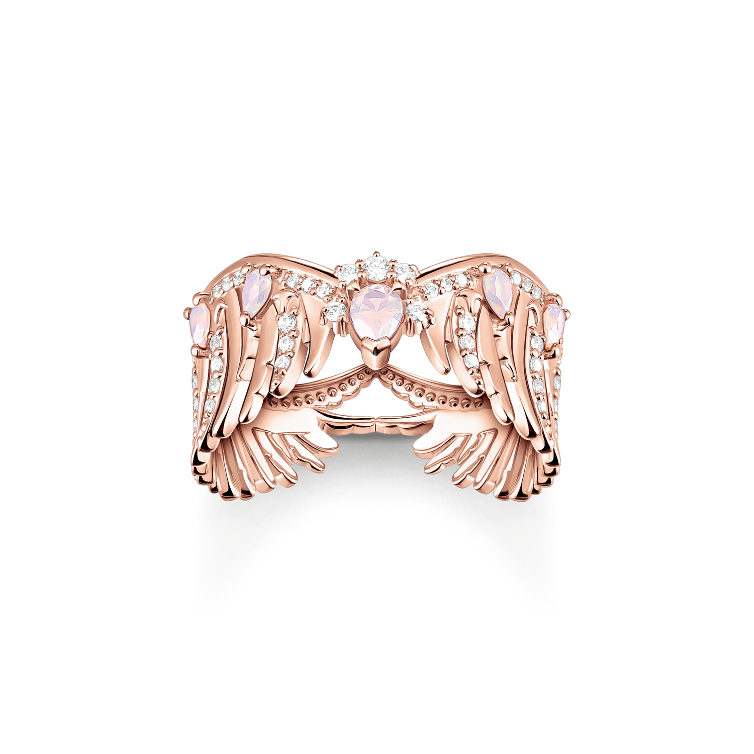 Anillo alas de fénix con piedras rosao rosado