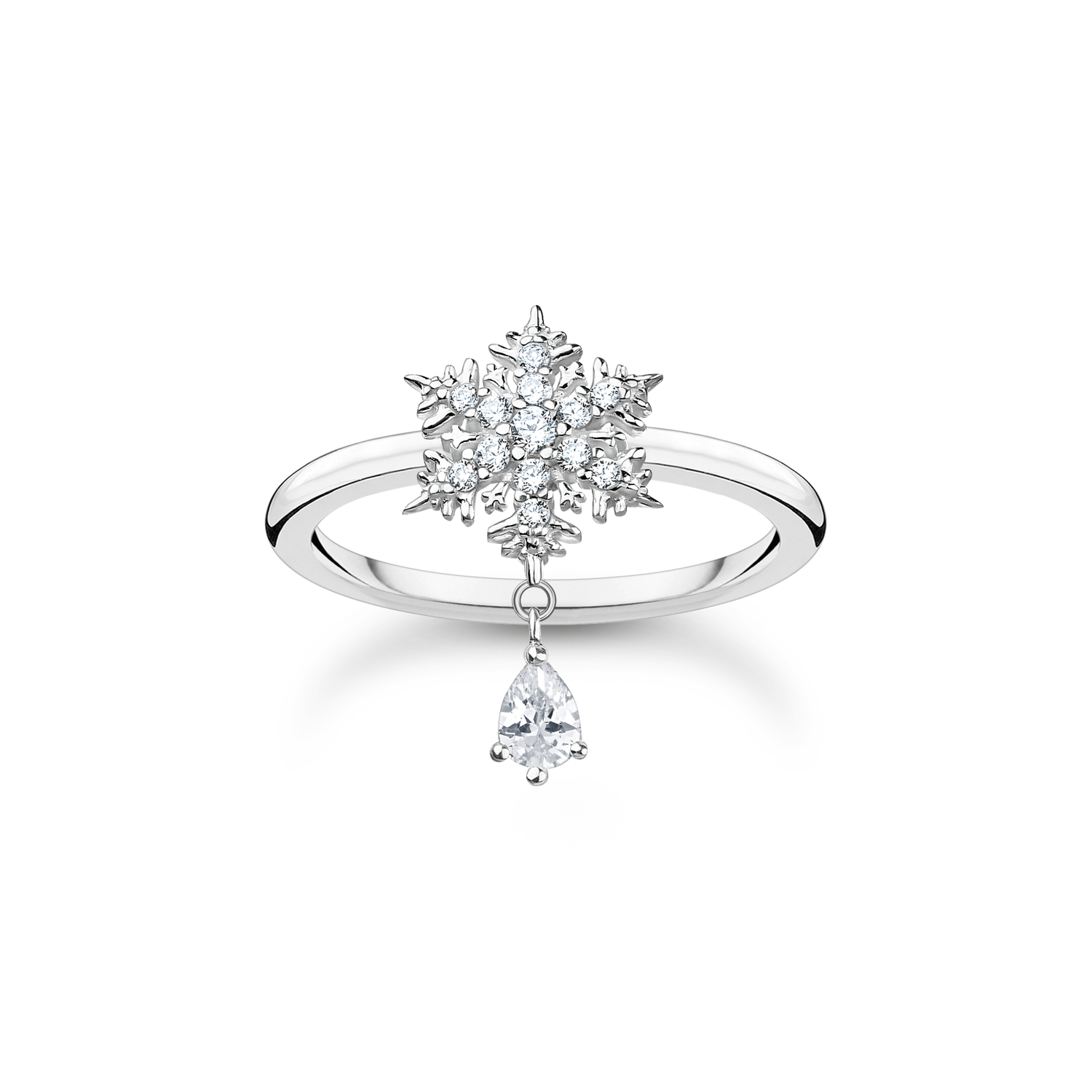 Anillo copo de nieve con piedras blancas