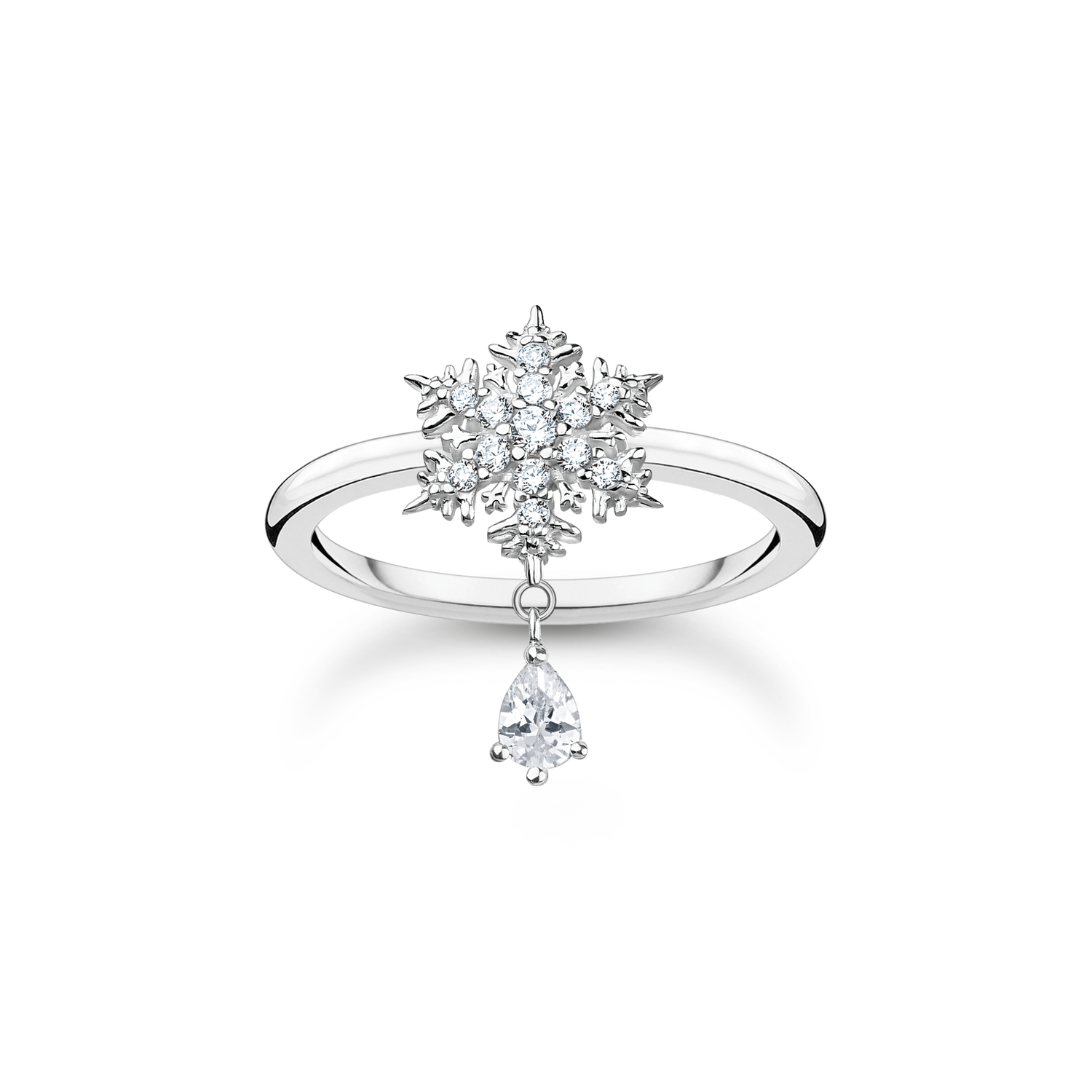 Anillo copo de nieve con piedras blancas