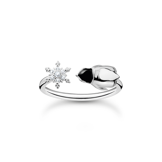 Anillo copos de nieve y pingüino