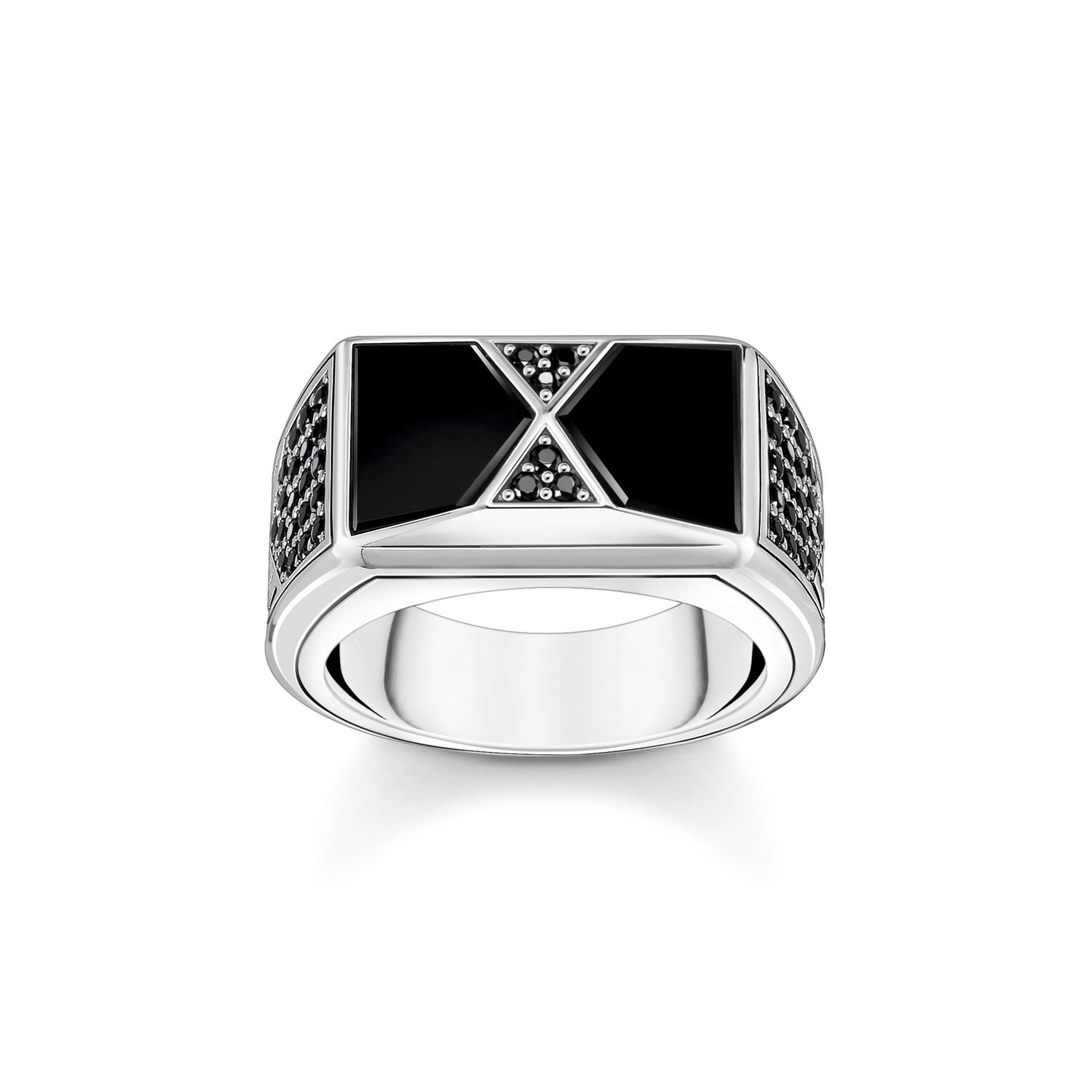 Anillo Forma piramidal negra925 Sterling silver, blackened/ agate/ zirconiablack
