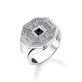 Anillo Trayectoria vital925 Sterling silver, blackened/ agateblack