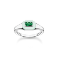 Anillo con piedra verde925 Sterling silver, cold enamel/ glass-ceramic stonegreen