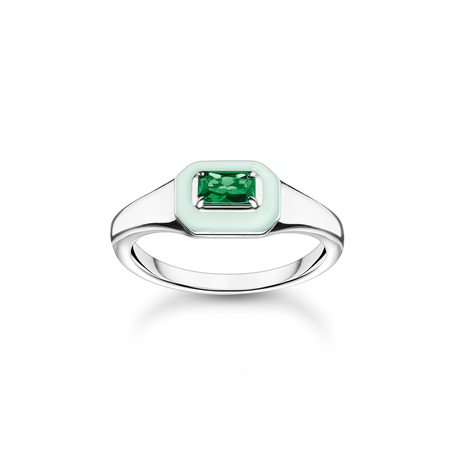 Anillo con piedra verde925 Sterling silver, cold enamel/ glass-ceramic stonegreen