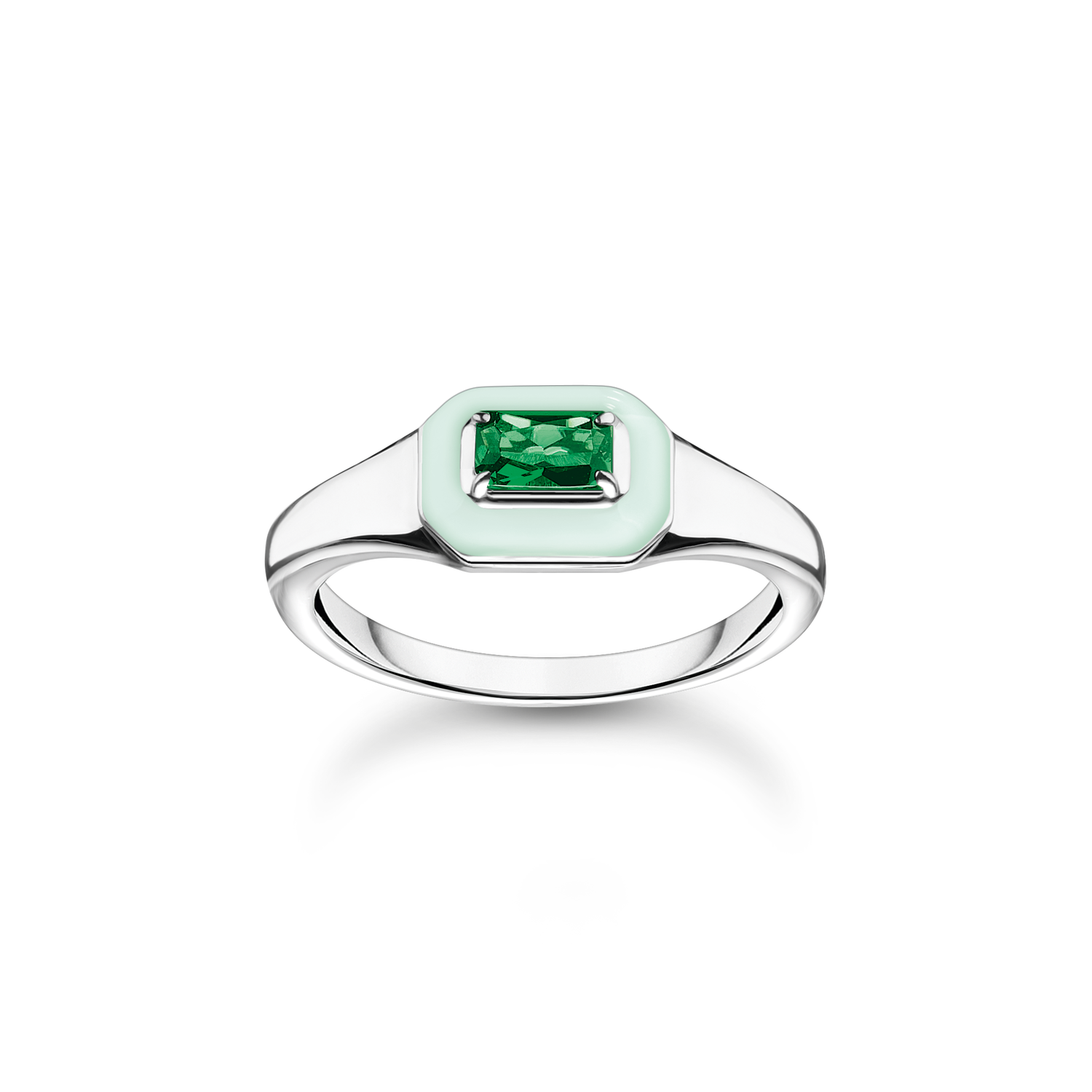 Anillo con piedra verde925 Sterling silver, cold enamel/ glass-ceramic stonegreen