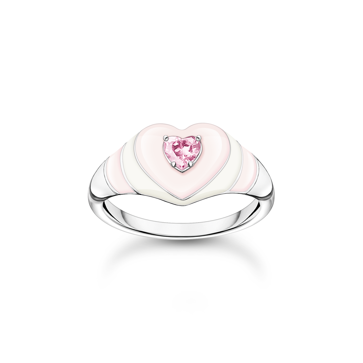 Anillo coraz�n con piedra rosa925 Sterling silver, cold enamel/ zirconiapink
