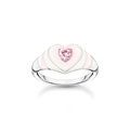 Anillo coraz�n con piedra rosa925 Sterling silver, cold enamel/ zirconiapink