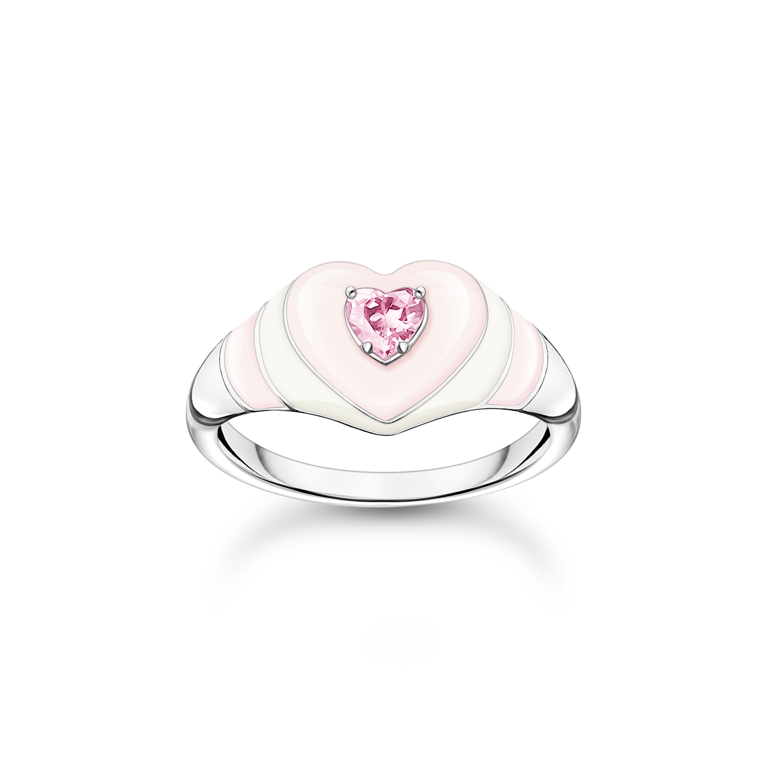 Anillo coraz�n con piedra rosa925 Sterling silver, cold enamel/ zirconiapink