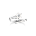 Ring with white stones and white cold enamel silver