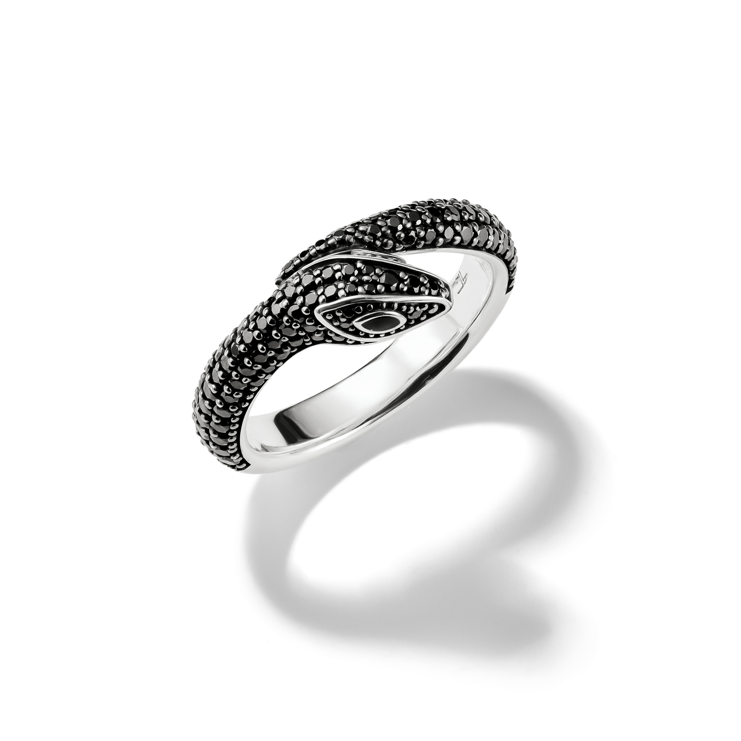Anillo serpiente ennegrecida con circonita negra