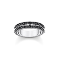 Anillo ennegrecida con circonita negra
