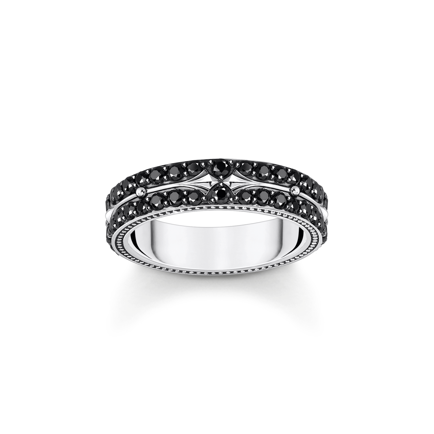 Anillo ennegrecida con circonita negra
