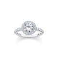 Anillo halo con circonita blanca en talla brillante