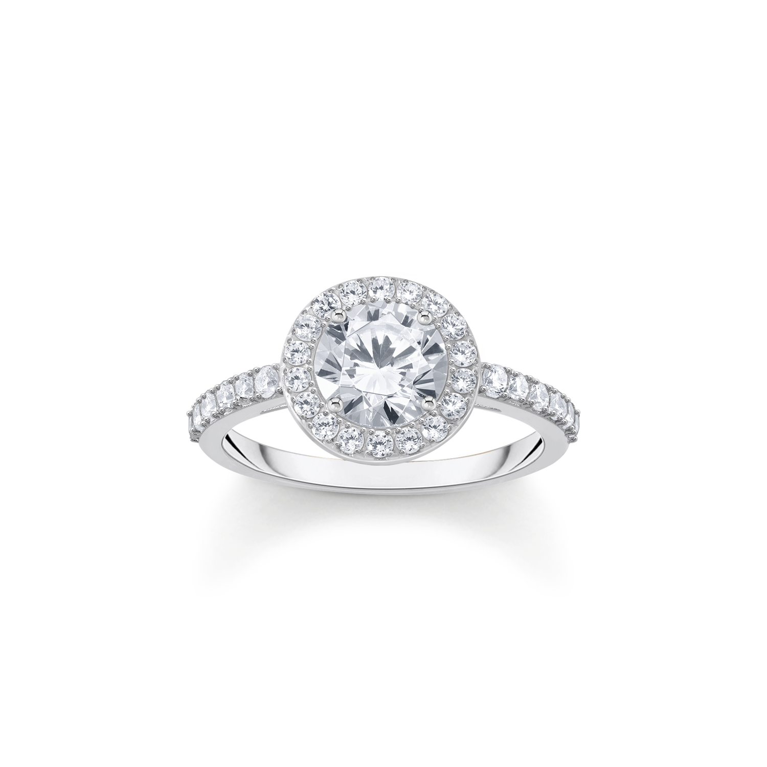 Anillo halo con circonita blanca en talla brillante