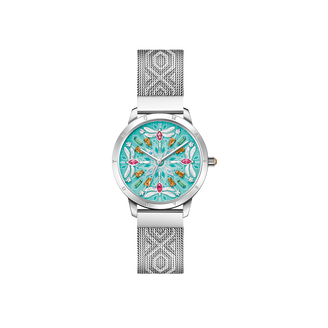 reloj para señoracaja de acero, brazalete de aceroesfera turquesaWomen