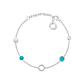 PULSERA CHARM PLATA DE LEY 925 ENNEGRECIDA TURQUESA IMITACION CIRCONITA MULTICOLOR