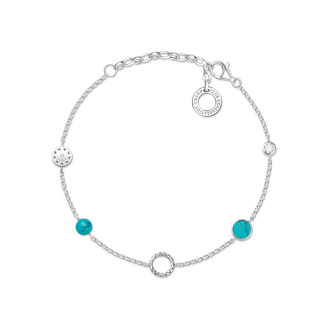 PULSERA CHARM PLATA DE LEY 925 ENNEGRECIDA TURQUESA IMITACION CIRCONITA MULTICOLOR