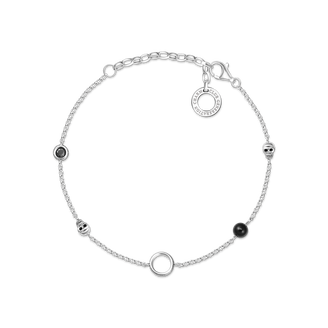 PULSERA CHARM PLATA DE LEY 925 ENNEGRECIDA ONIX CIRCONITA NEGRA 15-19CM