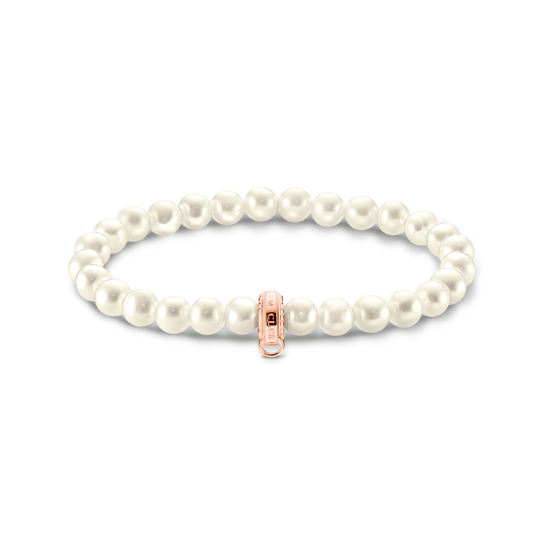 Pulsera Charm con perlaso rosado